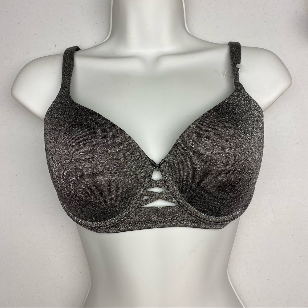 NWOT LS GRY/SLV Shimmery "So Free" Full Coverage, 32D. *P1032